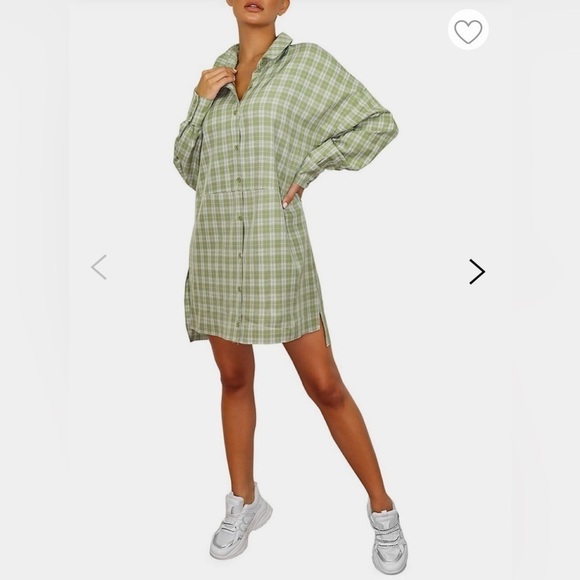 Missguided Oversized Shirt Dress in Sage Gingham-Green- Size 2- NWOT - Picture 11 of 11